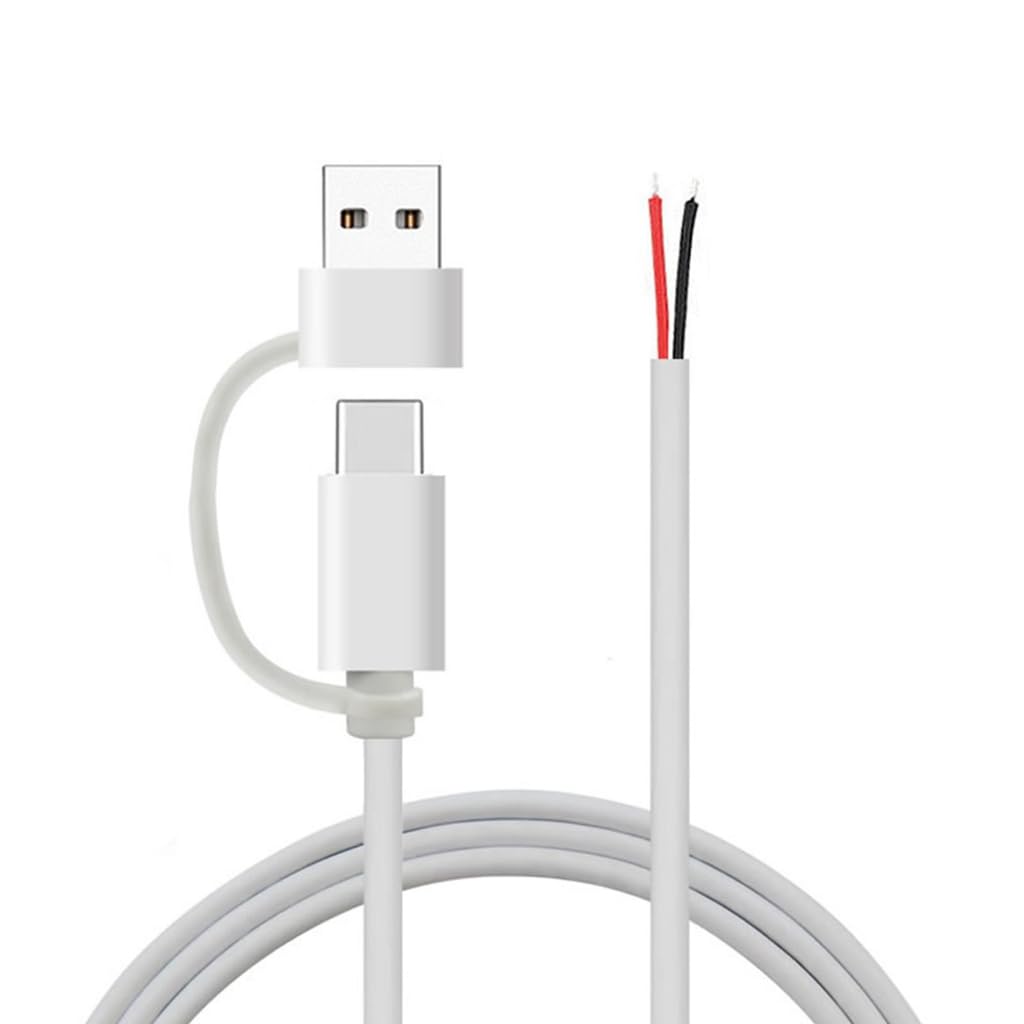 Elnwnnkc USB C Pigtail 2 Cores Cable USB Type C Male to 2Pin Wire Pigtail Cable 5V 2A USB C Power Cable for LED Light
