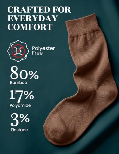 Image of Hugh Ugoli Womens Thin Soft Bamboo Dress Socks, Business, Crew, 3-6 Pairs
