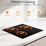 3 Burner Electric Cooktop, 2600W Portable Electric Stove Cooktop with LED Display, Built-in Ceramic Cook top with 9 Power Levels for Kitchens,Cabins,Snack Bars. - Image 3