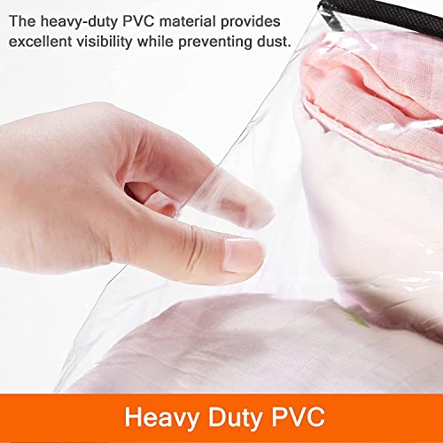 Vieshful 5 Pack Clear Comforter Storage Bag, 110L Over-Sized Clothes Storage Bag with Zipper Closet Organizer, Plastic Storage Containers Moving bags for Comforter, Blanket, Bedding, Duvet, Toys