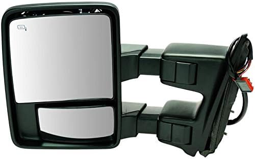 Left Driver Side Mirror - Dual Arm Style - without Mirror Cap - Power Telescoping - Heated - Smoked Lens - Turn Signal - Compatible with 2008-2016 Ford F250 Super Duty