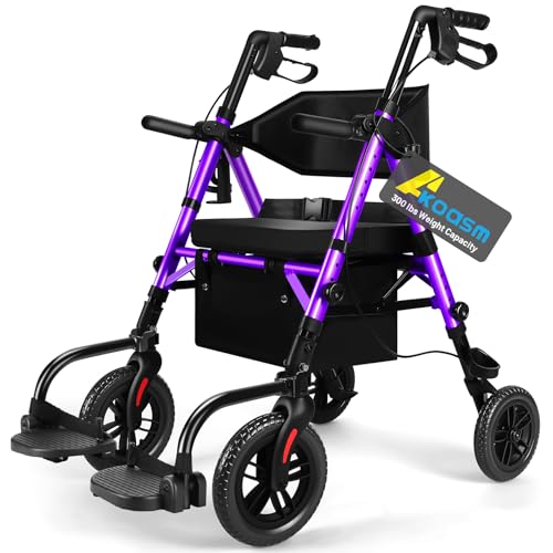 Foldable Rollator Walker for Seniors with Seat, Lightweight 2 in 1 Rolling Walkers Wheelchair Combo...