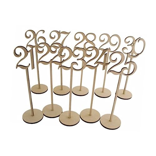 FUNOMOCYA Table Holders for Numbers 21-30 Wooden Base with Simple Seating Assignments