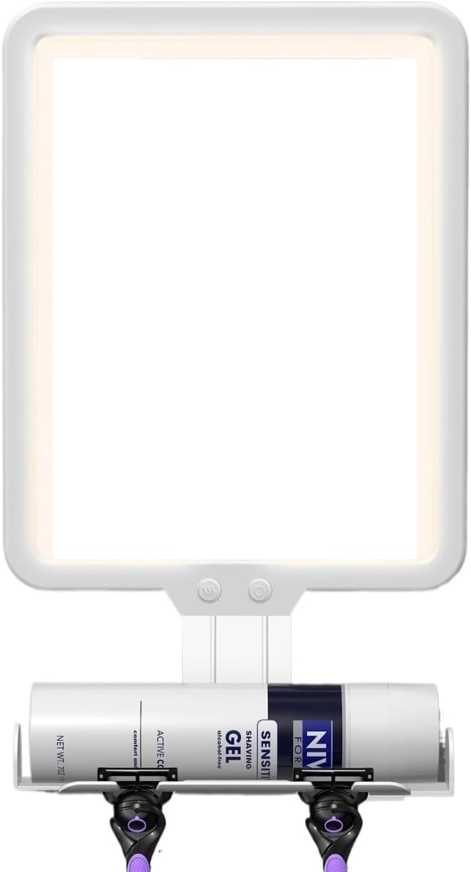 Creative and Shaped Mirrors 3 Color Modes Dimming Shower Shaving Mirror,Fogless Lighted Shower Mirror for Home Bathroom Suitable for Living Rooms, bedrooms, and Home offi