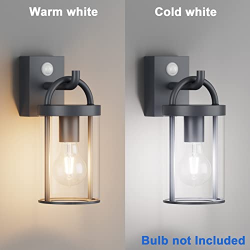 Lampe murale industrielle anthracite E27 extérieur avec détecteur IP44 - 2