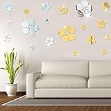 36 Pieces 3D Acrylic Mirror Wall Decor Stickers Sakura Quotes Wall Stickers Removable Family Wall...