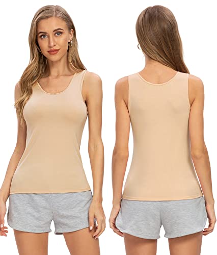 Image of Air Curvey 4 Pack Tank Top for Women Basic Undershirt Tanks Sleeveless Casual Shirts Soft Seamless Layering Tops