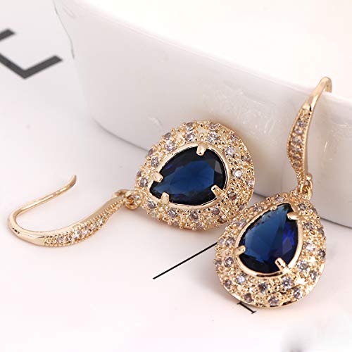 CZ Teardrop Earrings for Women - Sterling Silver Bridal Pear Shape Cubic Zirconia Crystal Rhinestone Fishhook Dangle Drop Earrings for Bride Bridesmaids Wedding Party Prom Fashion Costume Jewelry4