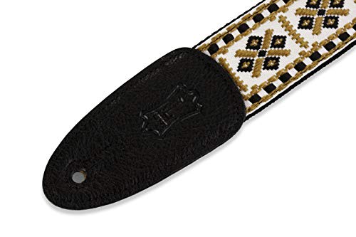 Levy’s M8HT-07 Sangle de Guitare Jacquard Weave Poly Back & Leather Ends 2″ 60’s Hootenanny – Style 07 - Les Beatles, Paul McCartney, John Lennon, RIngo Starr, George Harrison Levy's M8HT-07 Sangle de Guitare Jacquard Weave Poly Back & Leather Ends 2" 60's Hootenanny - Style 07 – Image 3