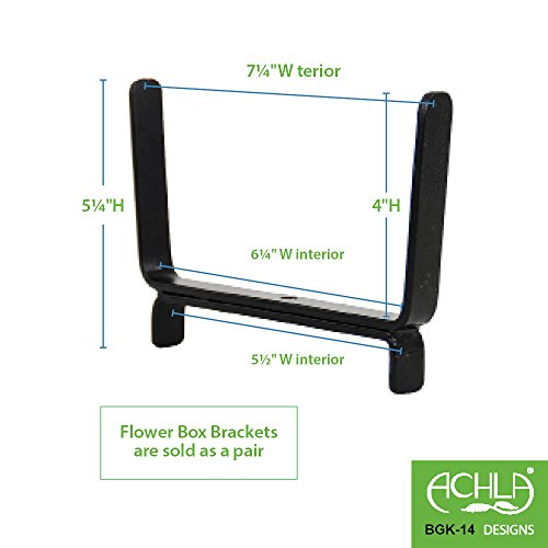 Achla Designs BGK14 Flower Box Deck, 2 x 6 Brackets, for 2 x 6 inch Rail, Black Stout Sheds