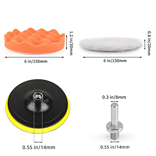 Image of Kshineni Car Buffer Pads 6 Inch Buffing Polishing Pads, 11 Pcs Drill Buffing Kit, Auto Polisher Pads Car Foam Drill for Automotive Polishing, Waxing, Sanding, Sealing Glaze