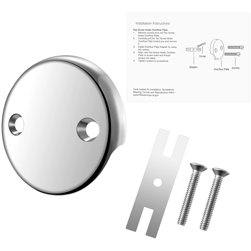2-Hole Bathtub Overflow Cover Plate with Adapter Chrome Finish