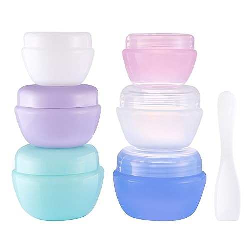 Travel Containers for Toiletries, 3 Size 0.35/0.7/1 OZ Sample Jars, TSA Approved Leak-proof Travel Size Toiletries Containers with Lids for Cosmetic Makeup Face Body Hand Cream (6 Pieces)