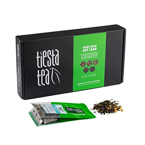 Tiesta Tea - Loose Leaf Green Tea Gift Box, 5 Pouches, Medium Caffeine, Hot & Iced Tea, Tea Set With Chinese Gunpowder, Chinese Jasmine, Fruity Green Tea And Light Citrus Green Tea #TOP3