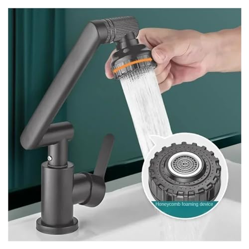 Robinet de lavabo à bras mécanique noir orientable et robuste - 7
