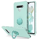 KANGYA Compatible with LG Stylo 6 Case, Slim Silicone | Kickstand with 360° Ring Holder | Soft Gel Rubber Hybrid Bumper Shockproof LG Stylo 6 Phone Case Cover for Girls Women, Mint Green