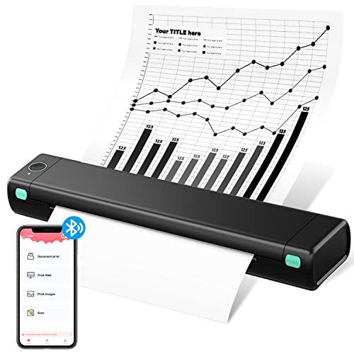 Odaro M08F Letter Portable Printer Wireless For Travel, Bluetooth Thermal Printer Inkless, Small Compact Printer Support 8.5" X 11" Letter Size Thermal Paper, Work With Laptop Phone And Pad - Black #TOP8