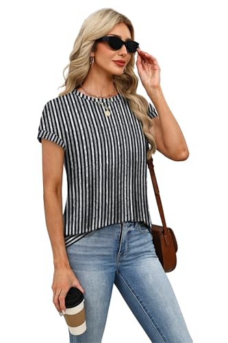Image of Alaroo Womens Summer Tops Short Sleeve Shirts Crew Neck Tshirt Cute Trendy Tunic Blouses (S-3XL)