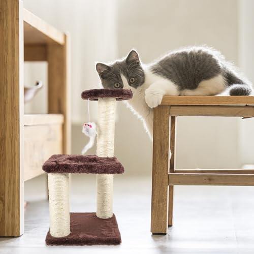 Rascador para gatos 3 niveles sisal color café miniatura 5