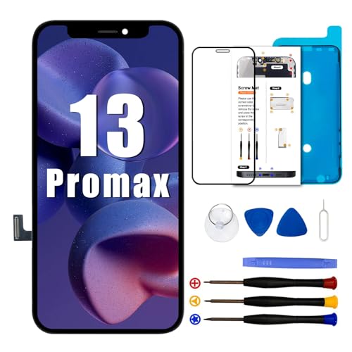 Dinow Pantalla para iPhone 13 Pro Max, pantalla LCD de 6.7” para 13 Pro Max, Pantalla para iPhone 13 ProMax LCD de repuesto con kit de reparación, Compatible con el A2643, A2484, A2641, A2644, A2645