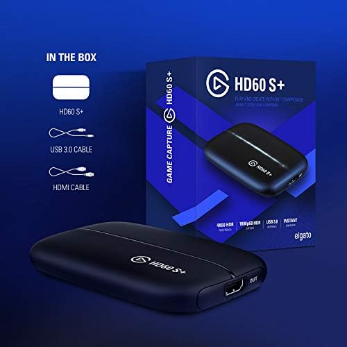 Elgato HD60 S+, External Capture Card, Stream and Record in 1080p60 HDR10 or 4K60 HDR10 with ultra-low latency on PS5, PS4/Pro, Xbox Series X/S, Xbox One X/S, in OBS and more, works with PC and Mac