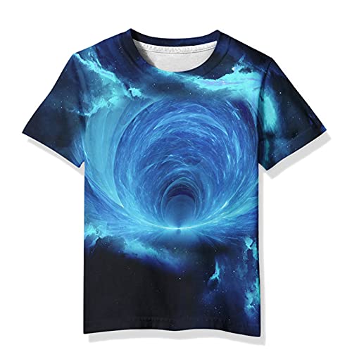Image of Linnhoy Kids 3D Print Fashion Graphic T-Shirts for Boys Girls 6-16 Years | Unisex Colorful Short Sleeve, Crewneck, Breathable Fabric, Suitable for Daily Sport Festival Wear