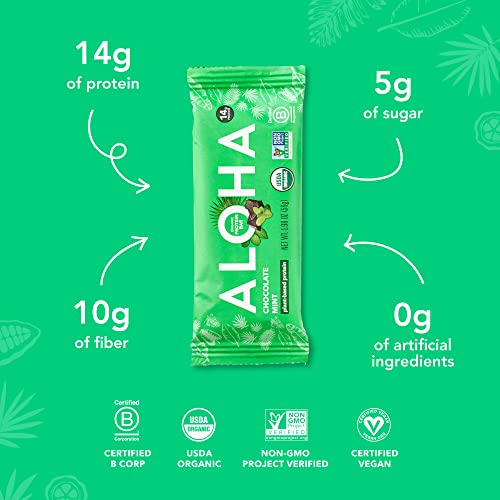 Aloha Organic Plant Based Protein Bars, Chocolate Mint, 1.98 Oz (Pack Of 12) #TOP2