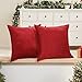 Deconovo Lot de 2 Housses de Coussin en Velours Decoratif Taie d'oreiller Decoration pour Chambre Decoration Canapé Extérieur Coussin de Lit 45x45cm Noël Rouge Vif