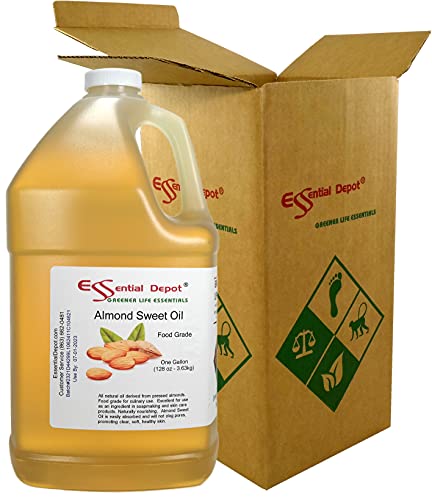 Almond Sweet Oil - 1 Gallon - 128 Oz - Safety Sealed Hdpe Container With Resealable Cap - 100% Pure And Natural For Hair, Skin, Massage And Cooking #TOP4