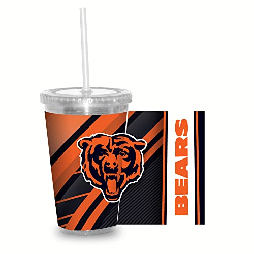 Image of Rico Industries NFL Football 16oz Clear Tumbler W /Straw for NFL Fans