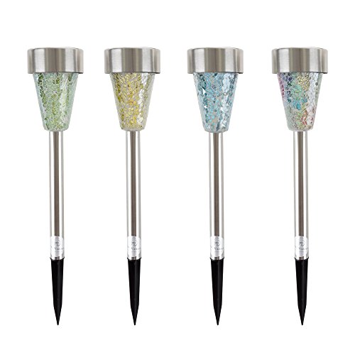 Solar Outdoor Led Light, Battery Operated Stainless Steel Mosaic Pillar Path And Walkway Lights For Landscape, Patio And Pathways By Pure Garden #TOP4