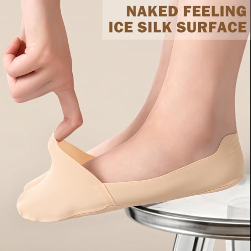 Image of Sofier No Show Socks Womens, Non Slip Low Cut 6 Pairs Thin Silky Dress Footies Liner Invisible Socks Flats Loafers Sneakers