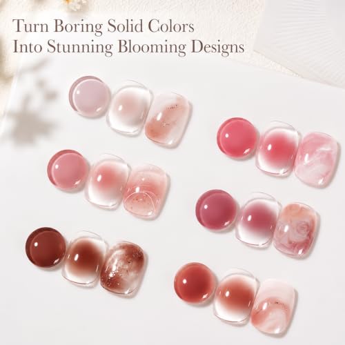 Image of AZUREBEAUTY Blooming Gel Nail Polish 18ML | Create Blooming Marble Natural Stone Watercolor and Floral Print Effect Design Nail Art UV LED Soak Off DIY Manicure Gift