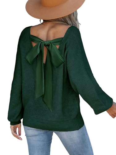 Image of CUPSHE Sweaters for Women Bow Pullover Knit Tops | Long Sleeve V Neck Pullover Sweaters, Soft and Cozy Fabrics, Relaxed Fit, Fall Clothes, Winter Clothing, Cute Fashion
