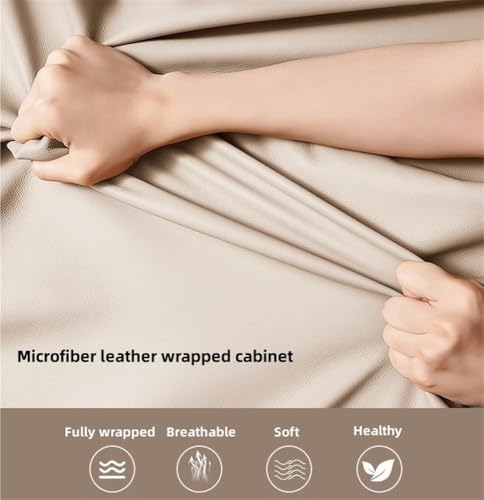 Table d'appoint en cuir microfibre et cadre en bois avec 3 tiroirs - 4