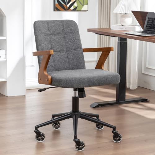 Image of Desk Chair for Small Office, Executive Office Chair with Walnut Finish