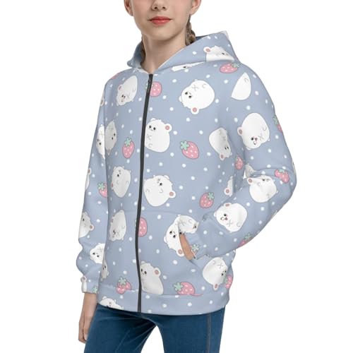 Cute Hamster Kids Pullover Hoodies Boys Zip Up Sweatshirts Girls Athletic Clothes with Pocket