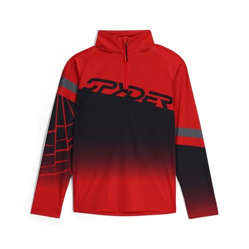 Spyder Boy's Incline Half Zip Ski Base Layer Sweater Jacket, Spyder Red, Large
