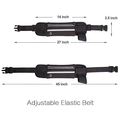 Aolerx Running Belt, Sweatproof and Waterproof, Sports Fanny Pack with Water Bottle Holder, Machine Washable,Can Hold Cash Keys Cards Phone(Below 6.5