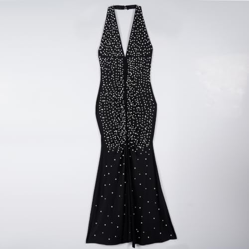 Image of PORRCEY Women's Sexy Elegant Rhinestone Bodycon Dress Hot Drilling Clubwear