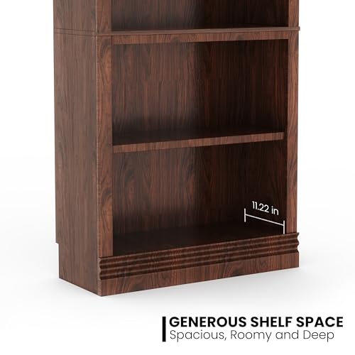 72 in Tall Bookcase, 31.3 in Wide Floor Standing Bookshelf, Open Storage 5-Shelf Bookshelves, Dark Cherry Large Indoor Furniture for Home Office School Library Living Room Bedroom - Image 6