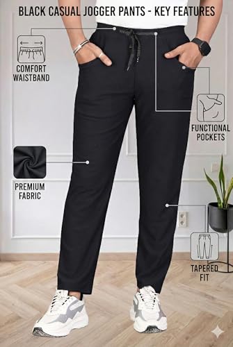 Image of HOODMASTER Men's Polyester Blend Track Pant with Drawstring Classic Style Regular Fit Solid Pattern and Standard Length | Mens Casual Daily Use Track Pants | Soft Fabric Modern Casual Track Pant