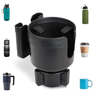 Econour Car Cup Holder Expander | Fits with Hydro Flasks, Yeti, Nalgene & Large Water Bottle (32 40 oz) | Phone Holder – Adjustable Automotive cupholder Extender for car with Expandable Base | Black