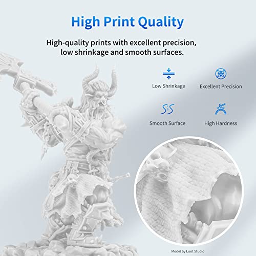 Image of ANYCUBIC 3D Printer Resin Bundle, 405nm SLA UV-Curing Resin with High Precision and Quick Curing & Excellent Fluidity for LCD 3D Printing (4Packs*1kg White, 4kg in Total)