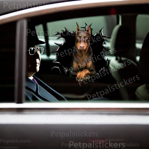 Image of Vinyl Dog Stickers - Car Decals for Women, Dog Lover Gift (Doberman Stickers)
