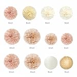 Champagne-Gold Beige 16 Happy Birthday Party-Decorations - 22pcs 21st Women Girls Paper Lanterns Streamers Banner Pom Poms,Fall Boho Aesthetic Bohemian Rose Groovy Decor Backdrop Supplies Hugmoon - Image 3