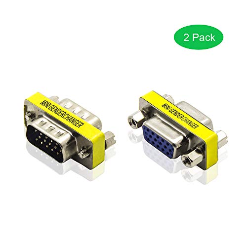 A ADWITS D-Sub 15-pin VGA SVGA Male/Female to Male/Female Plug Coupler Gender Changer Converter Adapter 2 Pack 1920x1080P Full HD TV/DVD/Monitor/PC Video