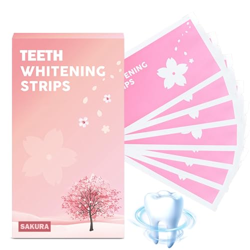 Teeth Whitening Strips, 14 Strips Non-Sensitive Teeth Whitening Strips, Elastic Gel Smile Whitening Strips for Against Yellow Teeth, Smoke Stains, Coffee Stains Dental, Black Teeth(Sakura)