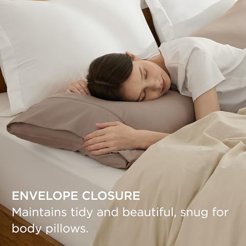 Image of Bedsure Body Pillow Case Cover - Taupe Brushed Microfiber Long Pillow Cases, Ultra Soft and Cozy Body Pillowcase with Envelope Closure for Kids, Wrinkle, Fade Resistant, 1 Pack, 20x54 Inches