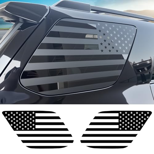 Image of 2PCS Rear Window Decals for 2010-2024 Toyota 4Runner 5th Gen Back Window Glass Side US Flag Sticker for 4 Runner SUV Exterior Accessories Matte Black (American Flag)